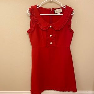 Authentic Red Gucci Dress with Ruffles